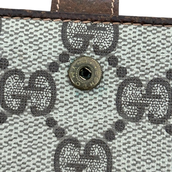 1970s Vintage Gucci Supreme Monogram Canvas Leather GG Gold Clasp Clutch Wallet - Picture 12 of 16